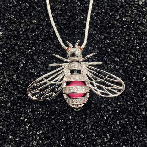 Sterling Silver Bumble Bee Pendant & Necklace