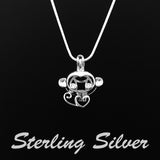 Sterling Silver Monkey Pendant & Necklace