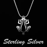 Sterling Silver Frog Pendant & Necklace