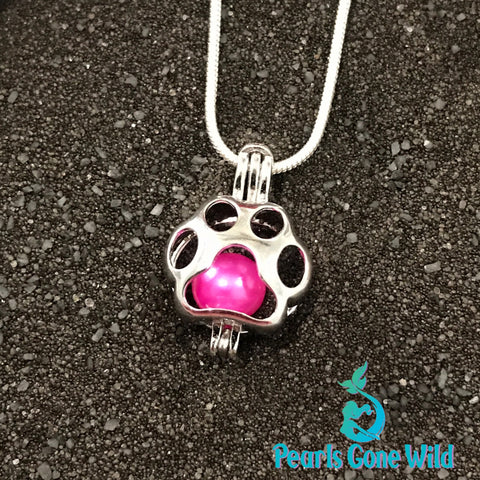 Sterling Silver Paw Print Pendant & Necklace