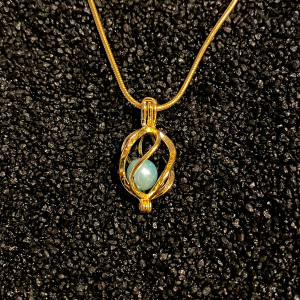 Gold Twisted Drop Pendant & Necklace